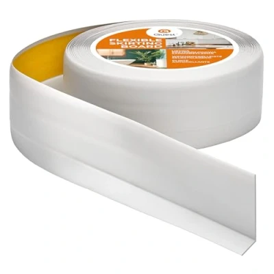 Afbeelding van Quest flexibele plint, zelfklevend, 50 mm x 20 mm, pvc voor keuken, badkamer, muur, vloer, decoratief, uv bestendig, 10 m, asgrijs