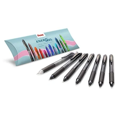 Afbeelding van Pentel EnerGel BL107 AO vloeibare gelpen + vulpotlood PL105 AX EnerGize X zwart, 6 stuks 1 0,5 mm/HB
