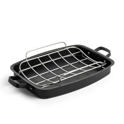Afbeelding van Merten &amp; Storck Carbon Steel Inductierotisserie van koolstofstaal, 47 x 27 6 cm, met afneembaar rooster roestvrij staal, ovenbestendig tot 300 C, zwart