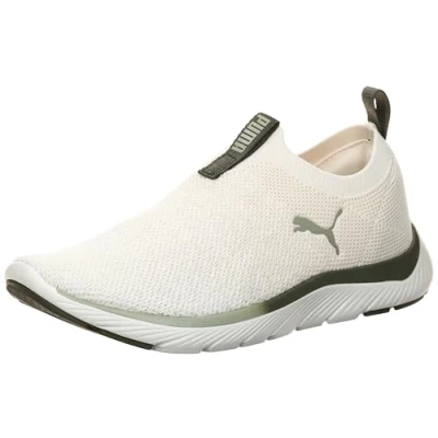 Afbeelding van PUMA Softride Remi Slip on Knit Wn&#039;s Hardloopschoenen voor dames, Donkerwit Loden Lux Army