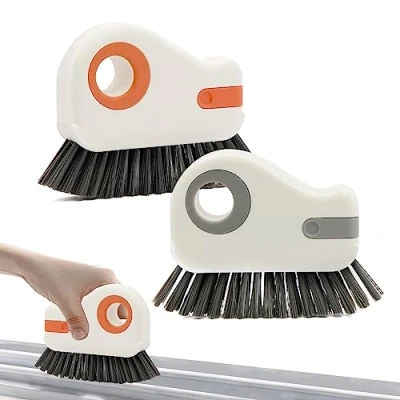 Afbeelding van Groefreinigingsborstel, raamborstels, 2 in 1, multifunctioneel, groef, rail, snelle reiniging, gereedschap voor het reinigen van ramen badkamer, keuken, hoeken, stuks
