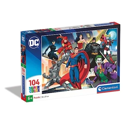 Afbeelding van Clementoni Supercolor DC Comics Justice League 104 stukjes, 6 jaar kinderen, cartoon, superheldenpuzzel, gemaakt in Italië, 25722, meerkleurig, M