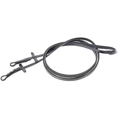 Image de Harry&#039;s Horse Rênes Cuir Caoutchouc Doublé Noir Cob