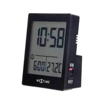 Afbeelding van Digitale Tafelwekker 7,7x8,9x3 cm RCC Temperatuur Zwart ABS NeXtime Wake Up
