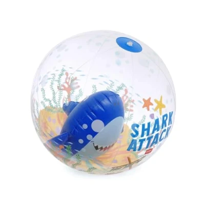 Afbeelding van Legami opblaasbare strandbal, pvc bal, zacht, voor kinderen, bal zeefeest met haai, opblaasbaar om volleybal te spelen, diameter 40