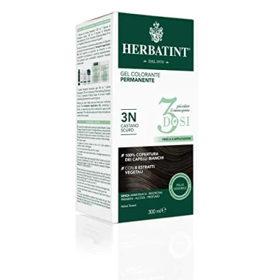 Afbeelding van Herbatint Permanente kleurgel 3 doses, 300 ml N donkerbruin, ammoniakvrij, voor de gevoelige huid, 100% dekking wit haar, met 8 biologische natuurlijke extracten