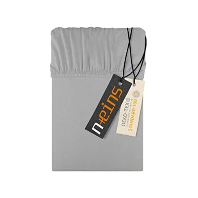 Afbeelding van npluseins hoeslaken jersey hoeslaken, 100% katoen, bedlaken in 22 kleuren, 6 maten, ca. 70 x 140 cm, zilver