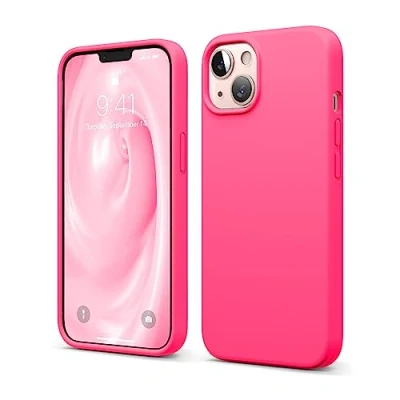 Afbeelding van elago Beschermhoes van vloeibare silicone, compatibel met iPhone 13, 6,1 inch, hoes premium rondom bescherming, schokbestendige 3 structuren, zachte microvezel, voorkomt krassen