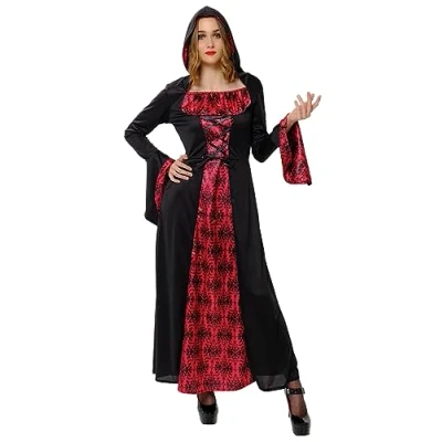 Afbeelding van Rubies Mysterieus vampierkostuum voor dames, met officiële capuchon, Halloween, carnaval, feestjes en cosplay