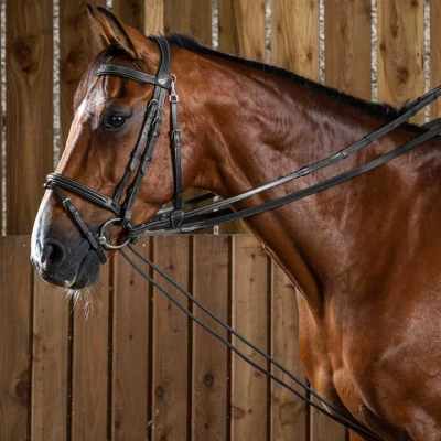 Afbeelding van Dy on Leather/Nylon Draw Reins 5/8 (13mm) Working Black Maat Full