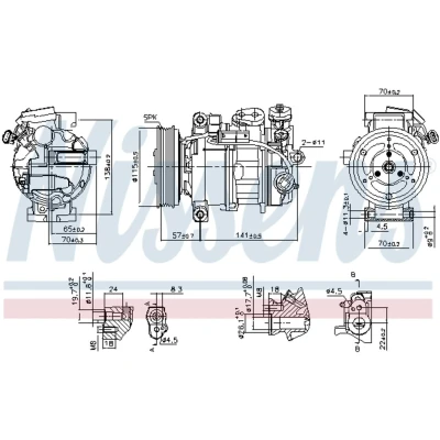 Afbeelding van NISSENS 890246 AC Compressor 6SAS14C 12 PAG 46 R 134a MERCEDES BENZ: CLA Estate, Sprinter 3.5 t Platform / Chassis, A Class
