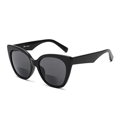 Afbeelding van JM Klassieke leesbril Cateye elegante oversized zonnebril voor dames, zwart.
