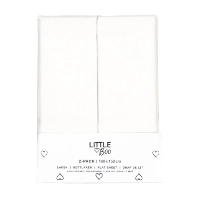 Afbeelding van Little Boo Laken Ledikant Uni White 2 pack 100x150