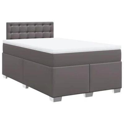 Image de vidaXL Sommier à lattes de lit avec matelas Gris 120x200 cm Similicuir