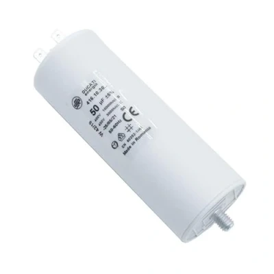 Afbeelding van DUCATI 50uf 450 volt polypropyleen permanente motorcondensator 6,3 mm Faston kabelschoen en M8 schroef