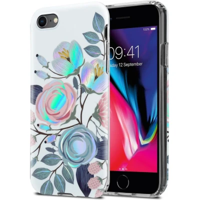 Afbeelding van Cadorabo Hoesje geschikt voor Apple iPhone 7 / 7S 8 SE 2020 in PIOENEN Beschermhoes gemaakt van TPU siliconen Case Cover met bloemenmotief