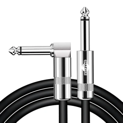 Afbeelding van Shaevle Basgitaar kabel 300 cm professionele audiokabel Amp recht naar rechts hoek zwart PVC jas (300 cm)