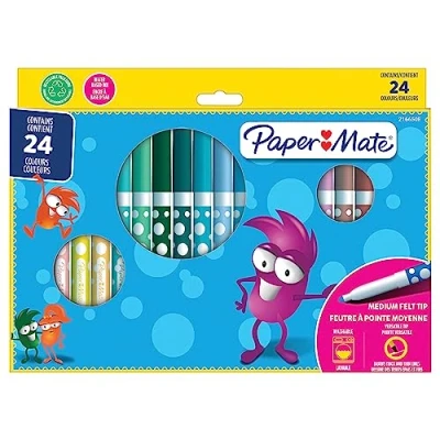 Afbeelding van Paper Mate uitwasbare viltstift, blister van 24 stuks viltstift