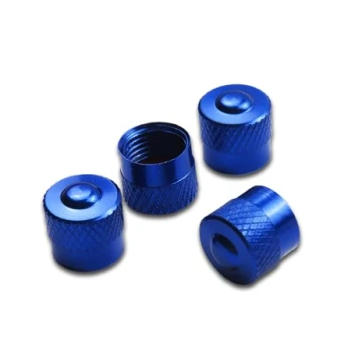 Afbeelding van Pitlane Performance® 4 stuks ventieldoppen van aluminium voor auto, SUV, motorfiets, fiets (blauw)