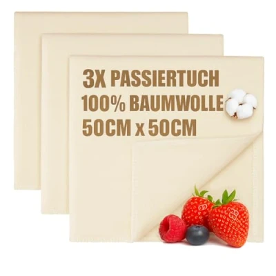 Afbeelding van com four® 3 x bakkerijlinnen, zeepdoek, om te passeren, 100% katoen, geweven linnen voor de bereiding van deeg, herbruikbaar, scheurvast bij hoge luchtvochtigheid, brood maken