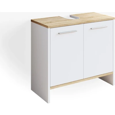 Afbeelding van Vicco Wastafelonderkast Elvio, Wit/Wit, 60.4 x 55 cm