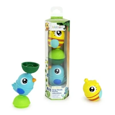 Afbeelding van Lalaboom klikkralen vogel en bij blauw 6st