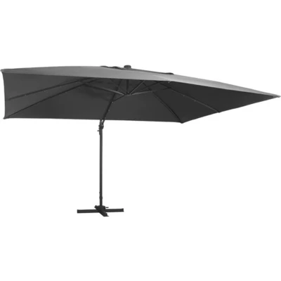 Afbeelding van vidaXL Zweefparasol met LED verlichting en paal 400x300 cm antraciet