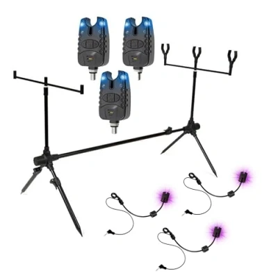 Afbeelding van X2 Base Rodpod Set Incl 3 Beetmelders Swingers Blauwe Leds Karpervissen