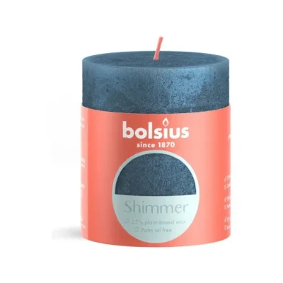 Afbeelding van Rustiek stompkaars shimmer 80 x 68 mm Blue kaars Bolsius