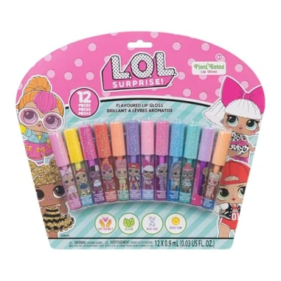 Afbeelding van L.O.L verrassing 12 stuks plant gebaseerde lipgloss, meisjes partij gunsten, eerste make up set voor meisjes, perfect feesten, sleepovers en verjaardagscadeaus, leeftijd 5 door Townley meisje