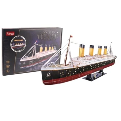 Afbeelding van EXPLORA Titanic boot lichtgevende 3D puzzels 540051 266 stukjes niveau 8 zonder lijm of schaar educatief bouwspel cadeau voor kinderen model voering vanaf jaar