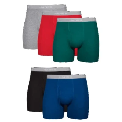 Afbeelding van Hanes Cool Dri Tagless Set van 5 boxershorts voor heren met comfortabele en flexibele band, 88 cm, Calzoncil, verschillende kleuren, maat L EU