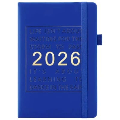 Afbeelding van evelay Academische agenda 2026, één pagina per dag van januari tot december met kleurrijke maandelijkse tabbladen, hardcover binnenvak, bladwijzer (blauw)