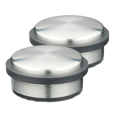 Afbeelding van Relaxdays deurstopper rvs set van 2 lage deurstop binnen antislip zonder boren