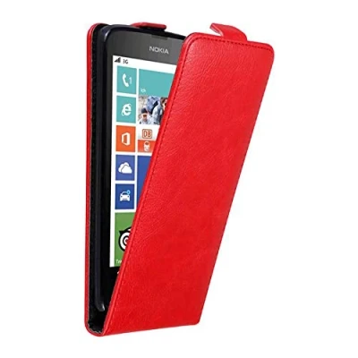 Afbeelding van Cadorabo Hoesje geschikt voor Nokia Lumia 630 / 635 in APPEL ROOD Beschermhoes flip design Case Cover met magnetische sluiting