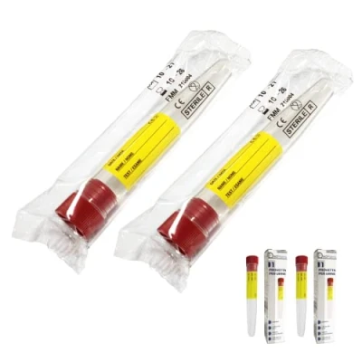 Afbeelding van Set van 2 steriele urineanalysebuisjes, 12 ml met etiket, maatampullen druksluiting voor laboratoriumtests, ampullen