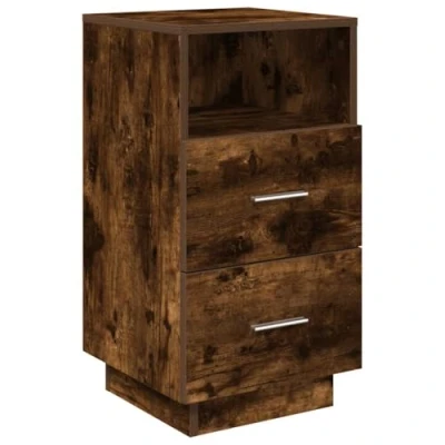 Afbeelding van Nachtkastje met 2 lades 36x36x68 cm gerookt eikenkleurig