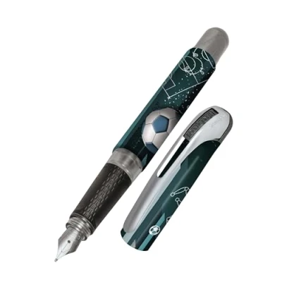 Image de Online College Football Stylo plume pour droitiers, poignée ergonomique, iridium moyenne de qualité, cartouches d&#039;encre standard, avec cartouche bleue, convient aux personnes allergiques