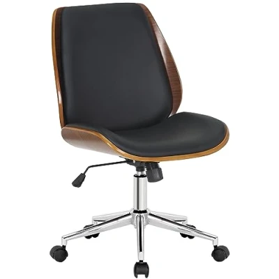 Afbeelding van CLP Mitch Bureaustoel Ergonomisch Voor volwassenen Houten afwerking Zonder armleuning Kunstleer walnoot/zwart chroom