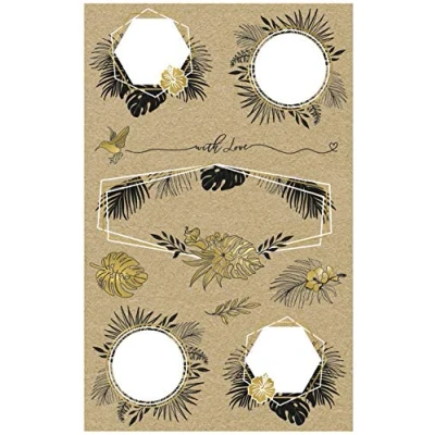 Afbeelding van AVERY Zweckform 18 stickers van kraftpapier met belettering Flora (papier, stickers, cadeau, natuur, bruin, beige) 57126