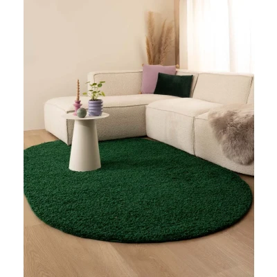 Afbeelding van Ovaal Hoogpolig Vloerkleed Shaggy Trend Effen Jade 120x180 Cm