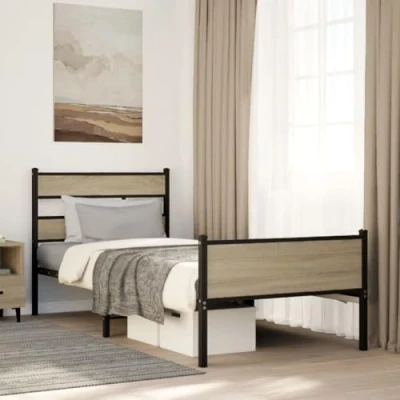 Afbeelding van vidaXL Bedframe zonder matras hout sonoma eikenkleurig 107x200 cm