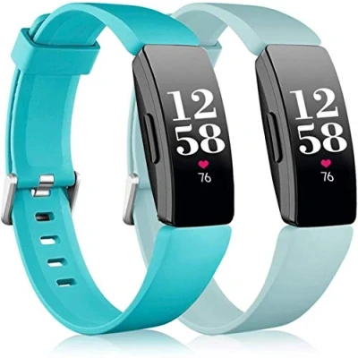 Afbeelding van Hoopyeecase 2 stuks zachte siliconen vervangende bandjes, compatibel met Fitbit Inspire/Inspire HR/Inspire 2/Ace 2, heren en dames