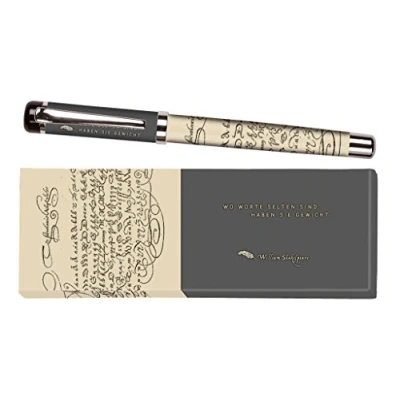 Afbeelding van moses. libri_x William Shakespeare, rollerpen van metaal met blauwe vulling, bedrukt citaat in een geschenkdoos