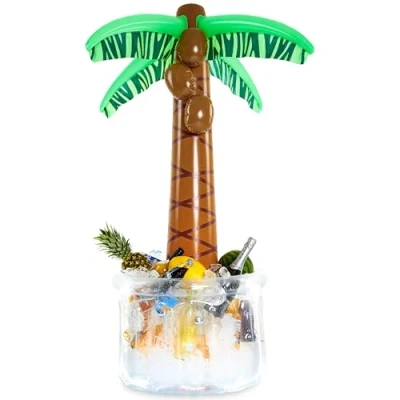 Afbeelding van Tiki Hawaii Opblaasbare feestaccessoires, limbo spel &amp; drankkoeler, palm, opblaasbaar decoratie (multi palmkoeler)