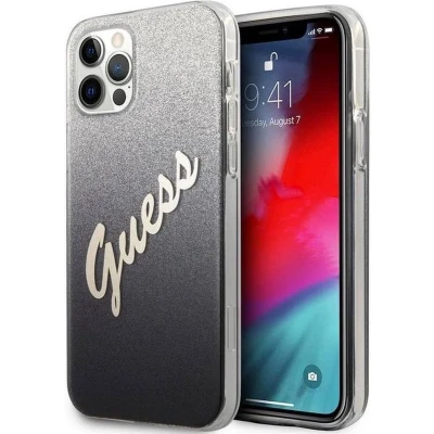 Afbeelding van Guess Gradient Vintage Glitter Back Case Geschikt voor Apple iPhone 12 Pro Max (6.7&quot;) Zwart