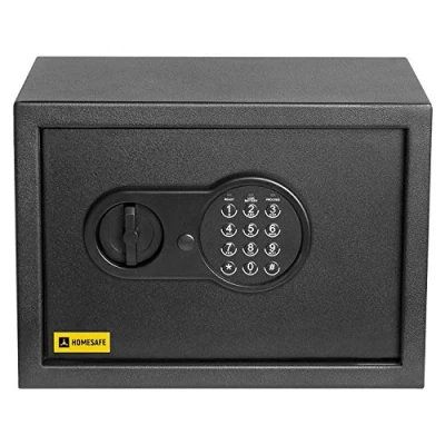 Afbeelding van HomeSafe HV25E kluis met elektronisch slot, 25 x 35 cm (h b d), satijn, zwart