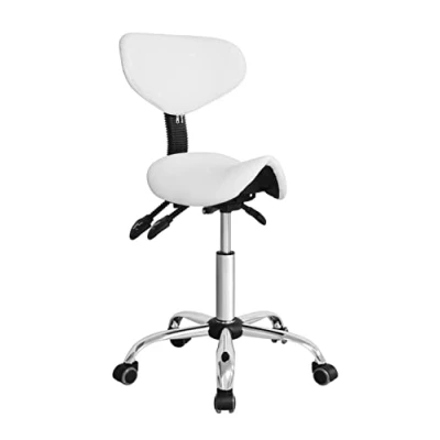 Afbeelding van Zadelkruk ergonomisch kapperskruk tabouret hoogte verstelbaar rugleuning kantelbaar en verstelbaa