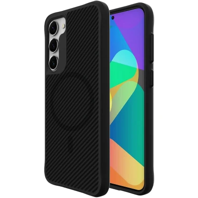Afbeelding van iMoshion Hoesje Geschikt voor Samsung Galaxy S23 Plus Rugged Hybrid Carbon Case MagSafe Zwart