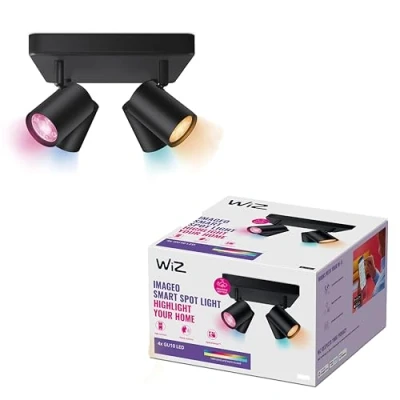 Afbeelding van WiZ 8719514554573 IMAGEO Spots 4x5W B 22 65K RGB SQ LED plafondlamp 20 W Zwart